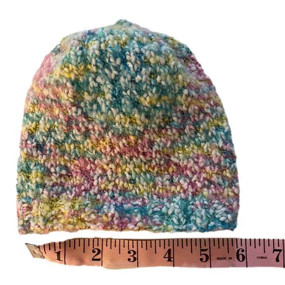 Hand knit baby beanie rainbow Color - Picture 3 of 4